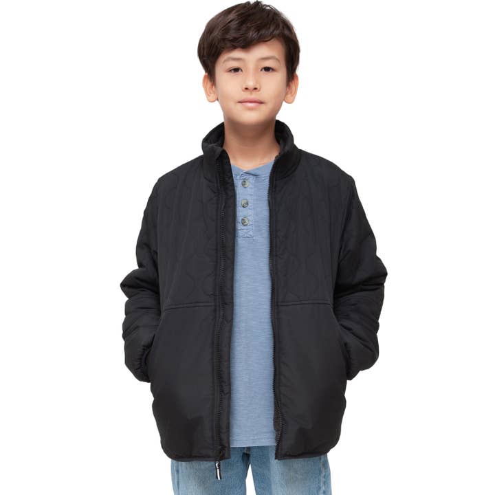 Rokka & Rolla - Wholesale Puffer Jacket - Kids - Boys' Reversible Quilted Jacket Fleece Puffer Coat18