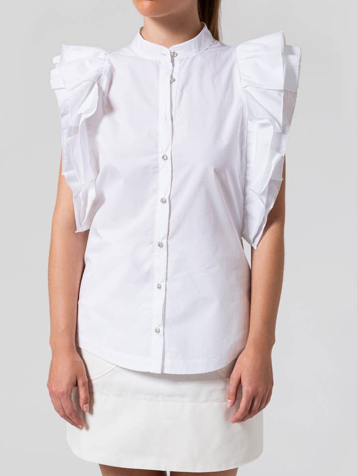 Chemise en coton à manches volantées pour la vente par ANT WOMAN COLLECTION