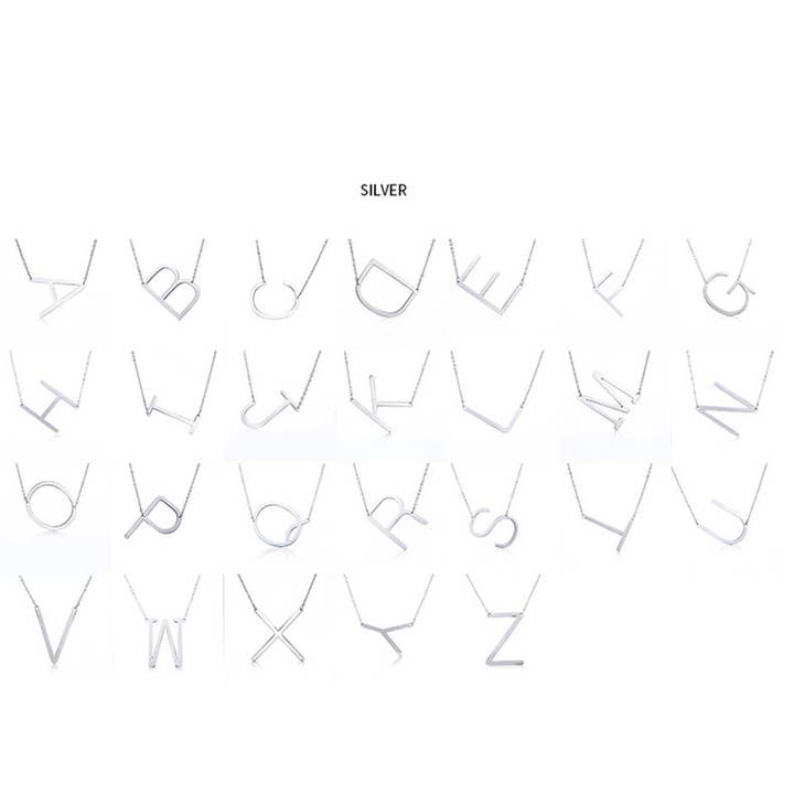 Bella Rose & Co – wholesale Hänge-/berlockhalsband – Guld Stor Initial Letter Hängsmycke Halsband1