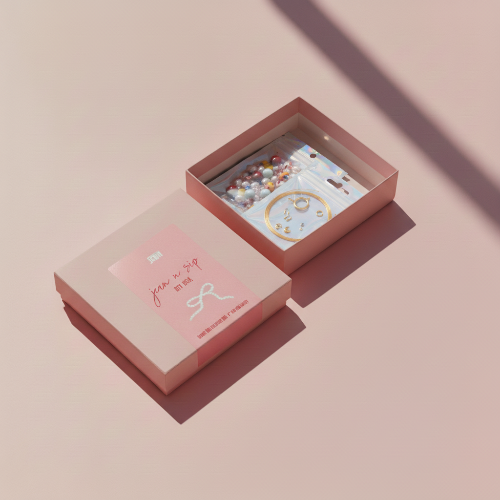 Atelier Jean - Wholesale DIY Craft Kit - JEAN 'N SIP DIY BOX KETTING // FUNKY BEADS CLUB2