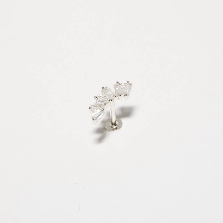 LEA Jewels – wholesale Stud/post earrings – Crystal Cascade Labret Studs in Silver2