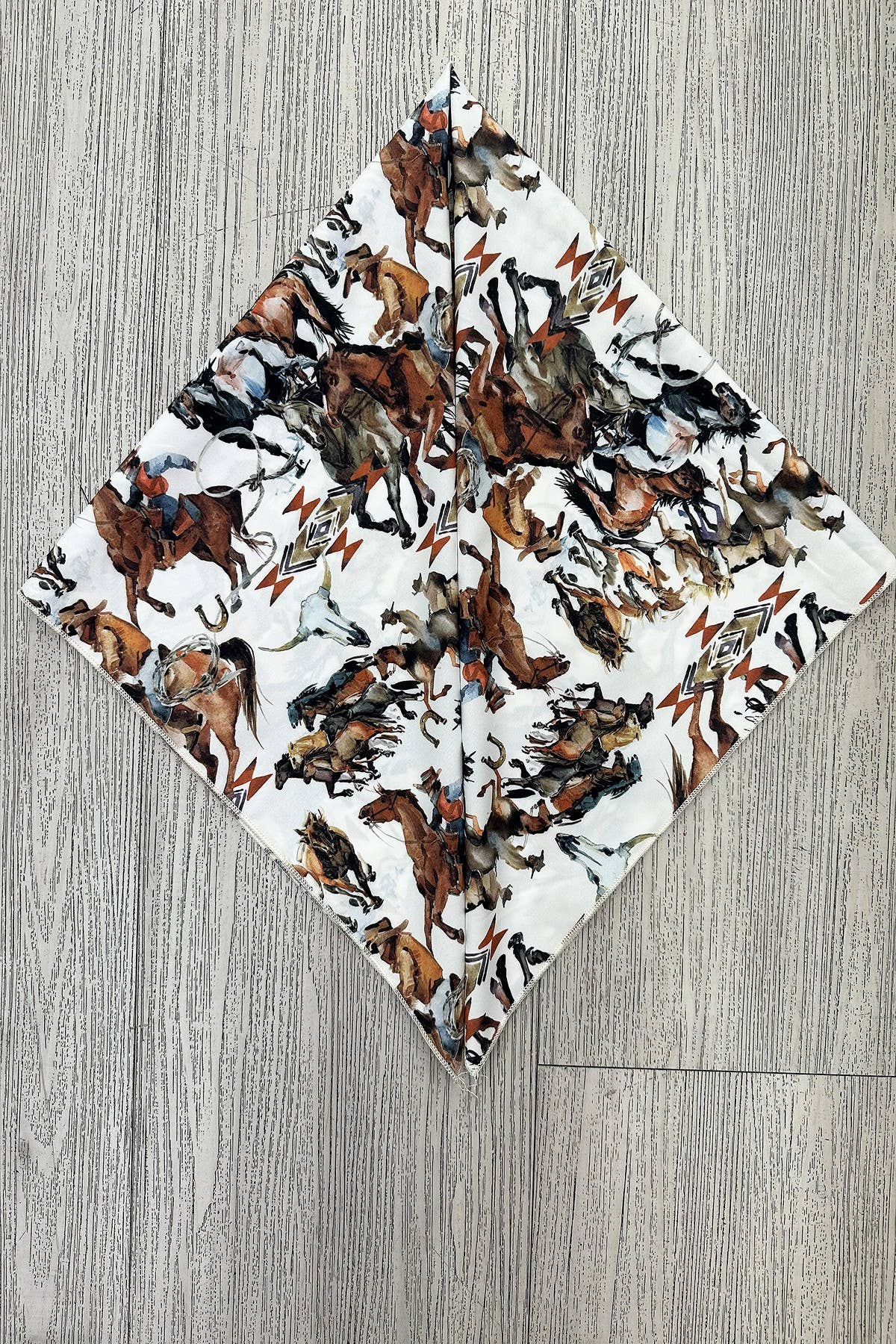 Nylon Apparel - Wholesale Scarf - Women's - SC-5992-Classic Western Gathering Horse Print Scarf2