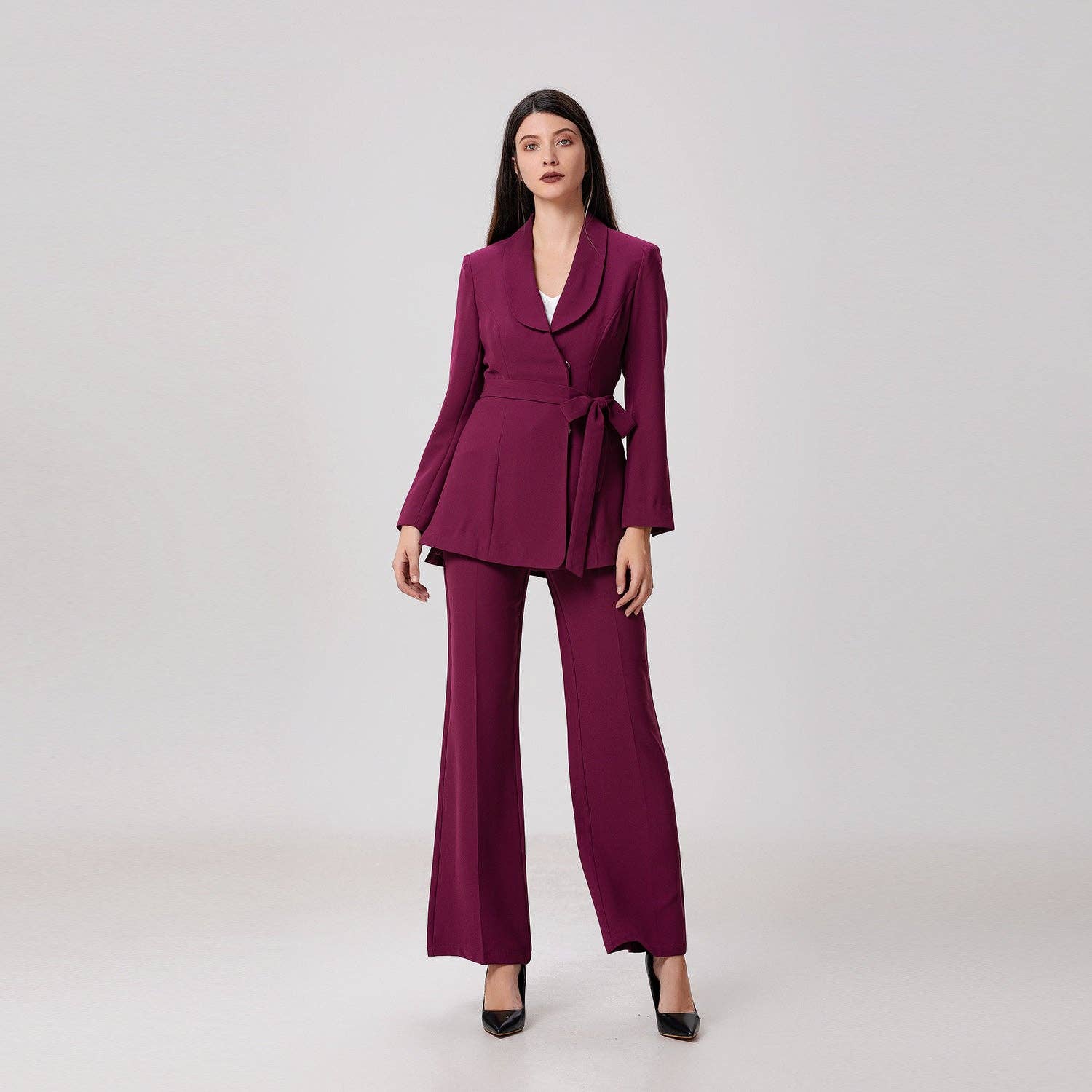 Smart and Joy - Wholesale Blazer - Women's - Long blazer tied at the waist1