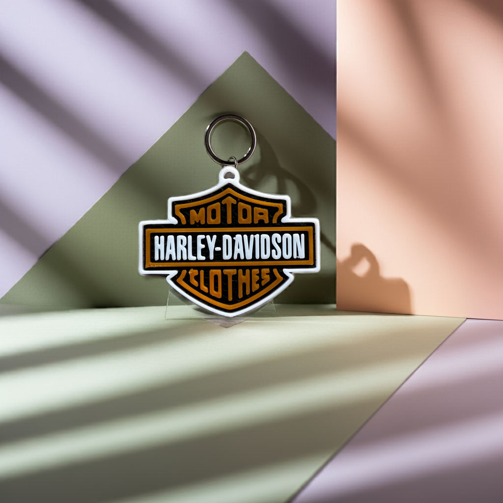 ABG 3D Prints – Engroshandel Nøglering - Unisex – Harley-Davidson nøglering hvid, sort & orange0