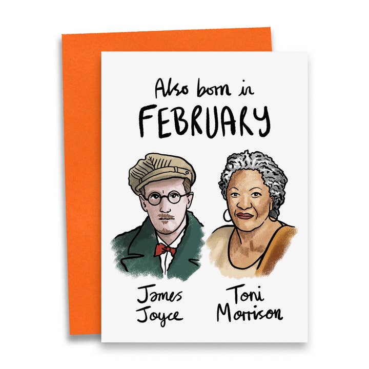 Debmon Design - Wholesale Birthday Card - Author Birthday Card for February | Book Lovers
