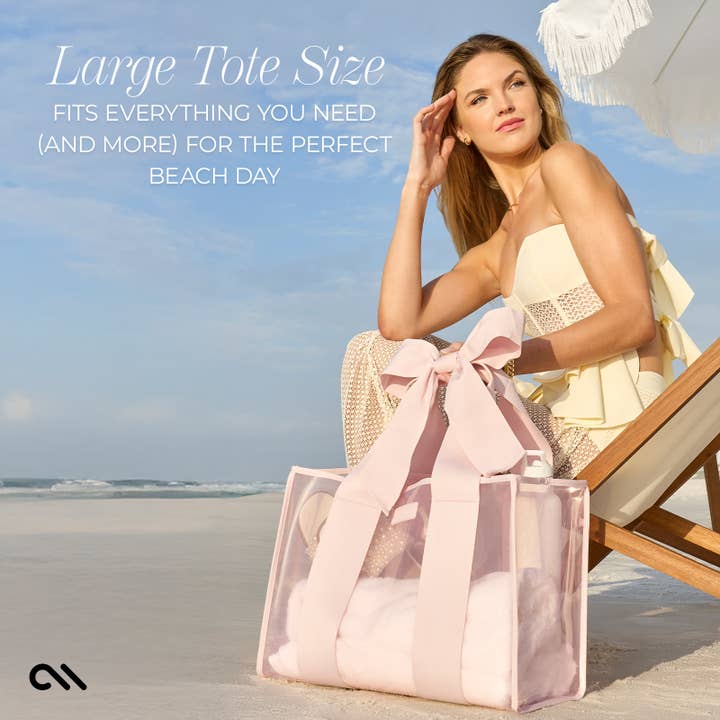 Ballet Pink Special Edition Bow Beach Tote With Phone Pouch for wholesale on Faire