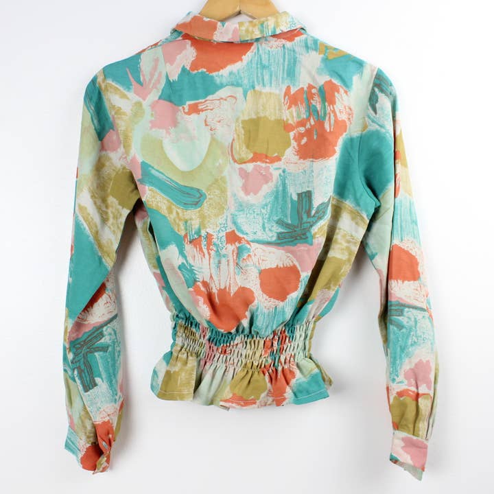 Sun's Out! - Wholesale Blouse - Women's - Reworked Vintage Long-Sleeve Button Up Blouse - Cinched9