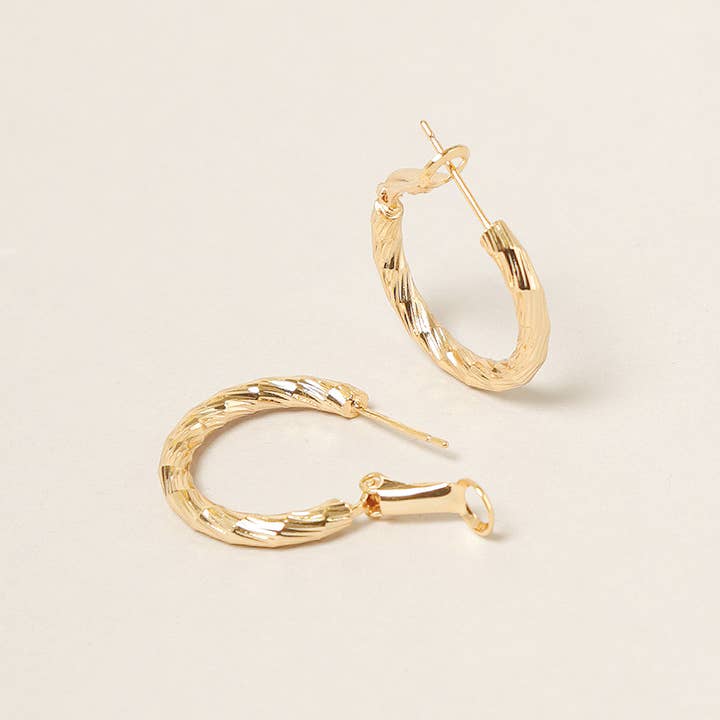 Fashion City - Wholesale Hoop Earrings - XXS-14K Gold Dipped Twisted Omega Closure Hoops