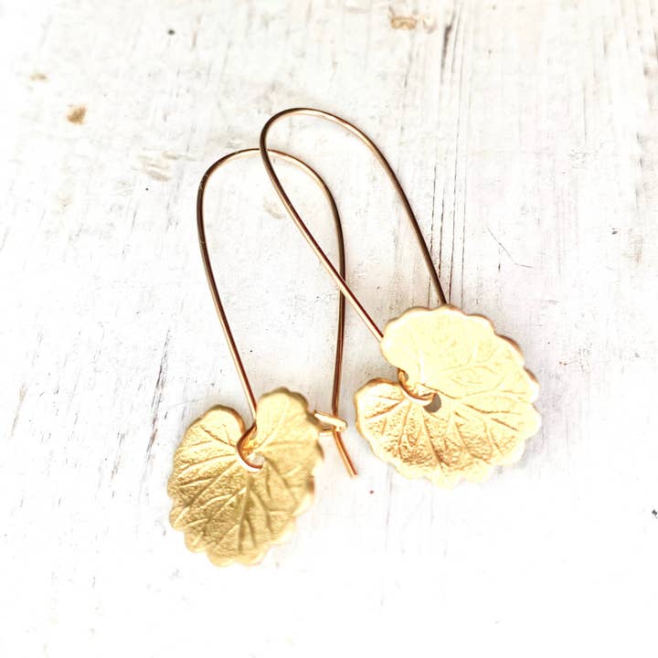 Red Truck Designs - Wholesale Dangle Earrings - Leaf Earrings Gold Lily Pad Earrings Woodland Jewelry