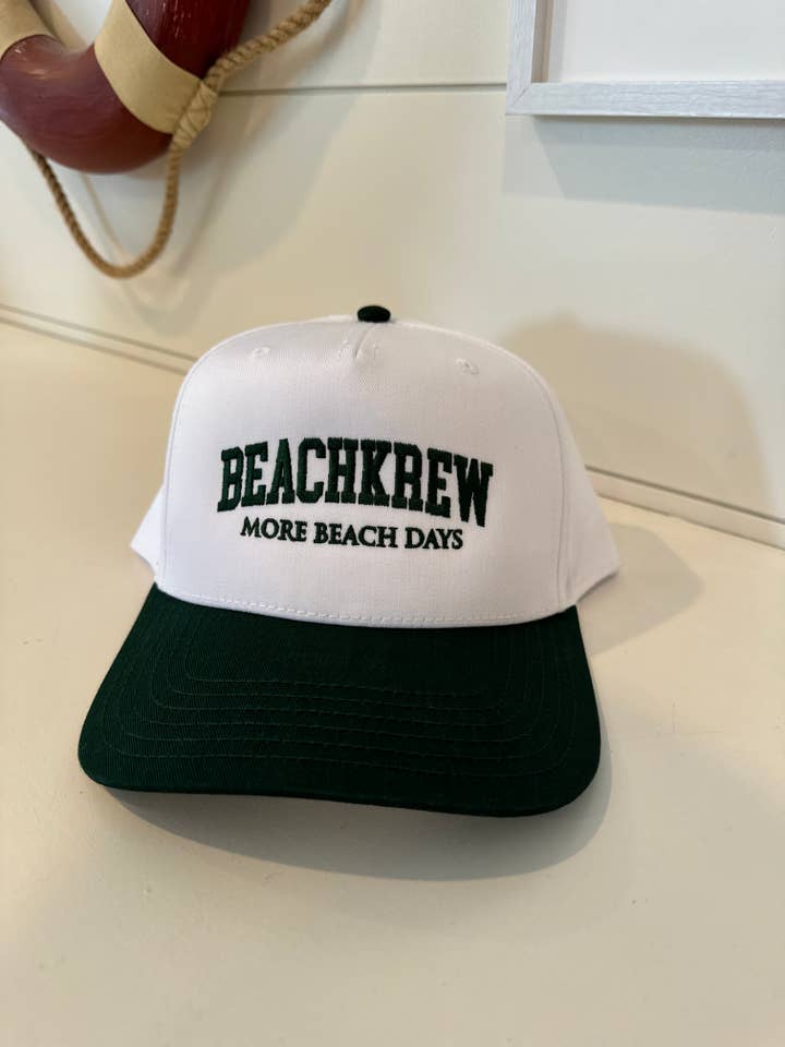 BEACHKREW VARSITY SIGNATURE HAT - WHITE / GREEN for wholesale by Beach Krew