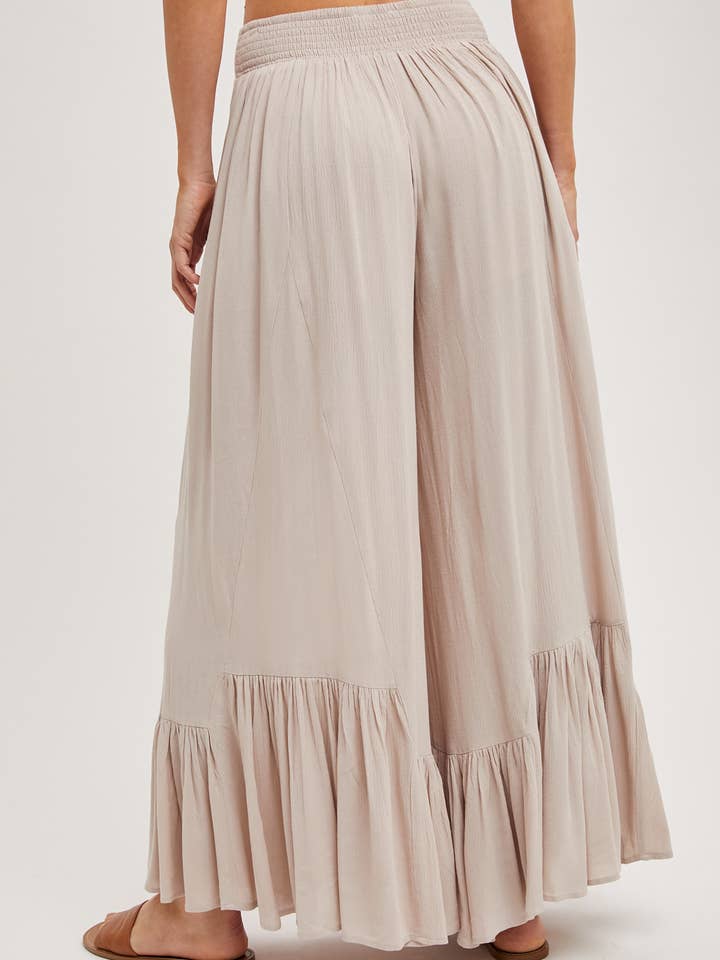 Bluivy – wholesale Pants – Women's – SHEER RUFFLED WIDE PANTS WITH NO LINING