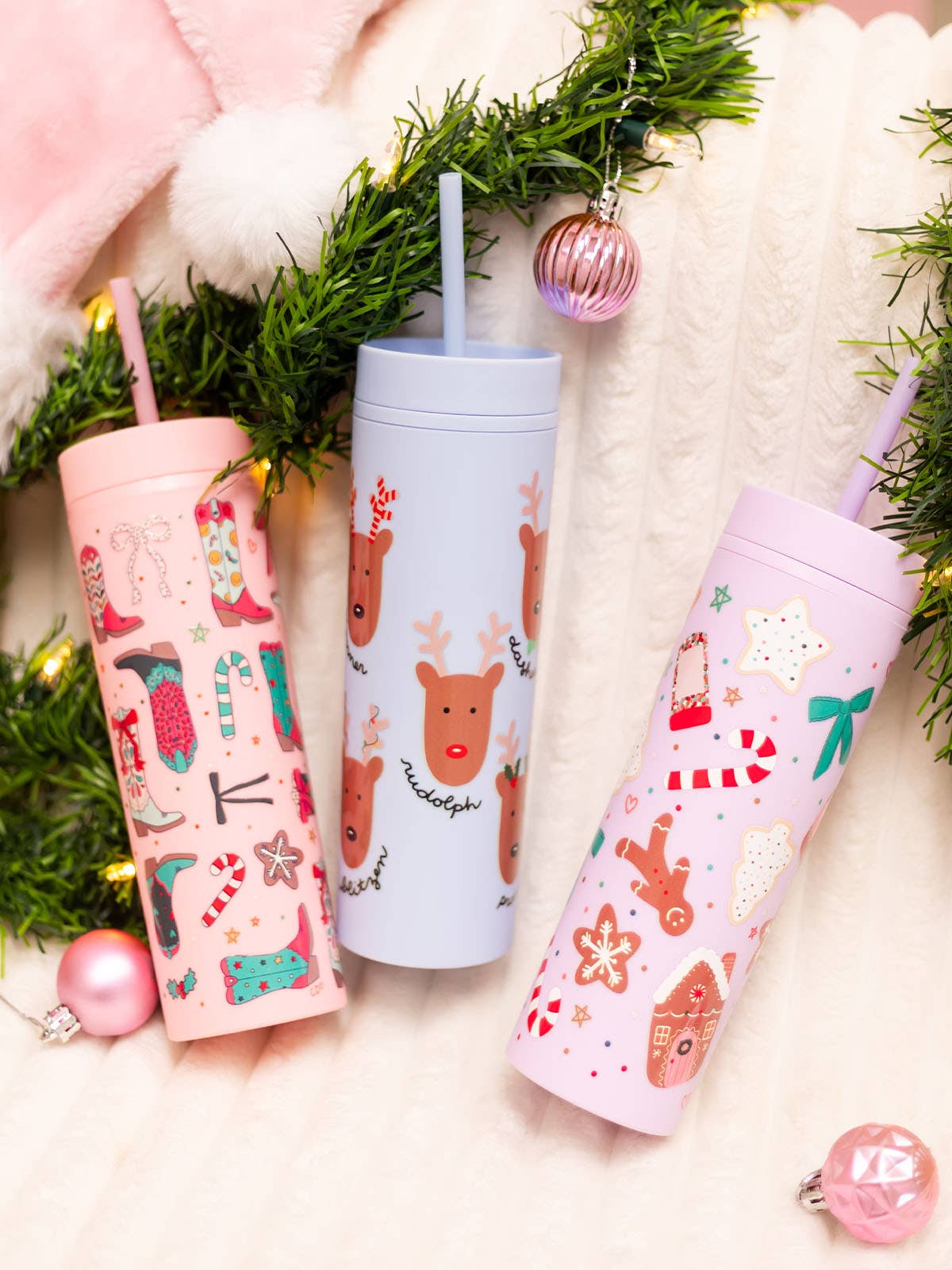 Callie Danielle - Vente Gourde/bouteille isotherme - Gobelet fin en acrylique de Noël avec biscuits de fête3