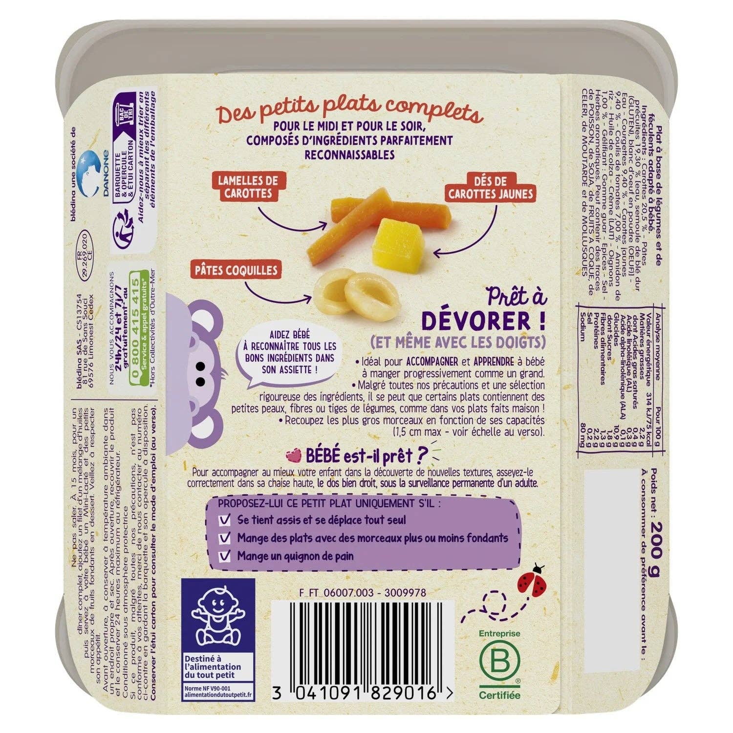 Amuse Bouche - Venta al por mayor Pasta - Comidas para bebés (desde 15 meses) Trozos de verduras provenzales con pasta BLEDINA1