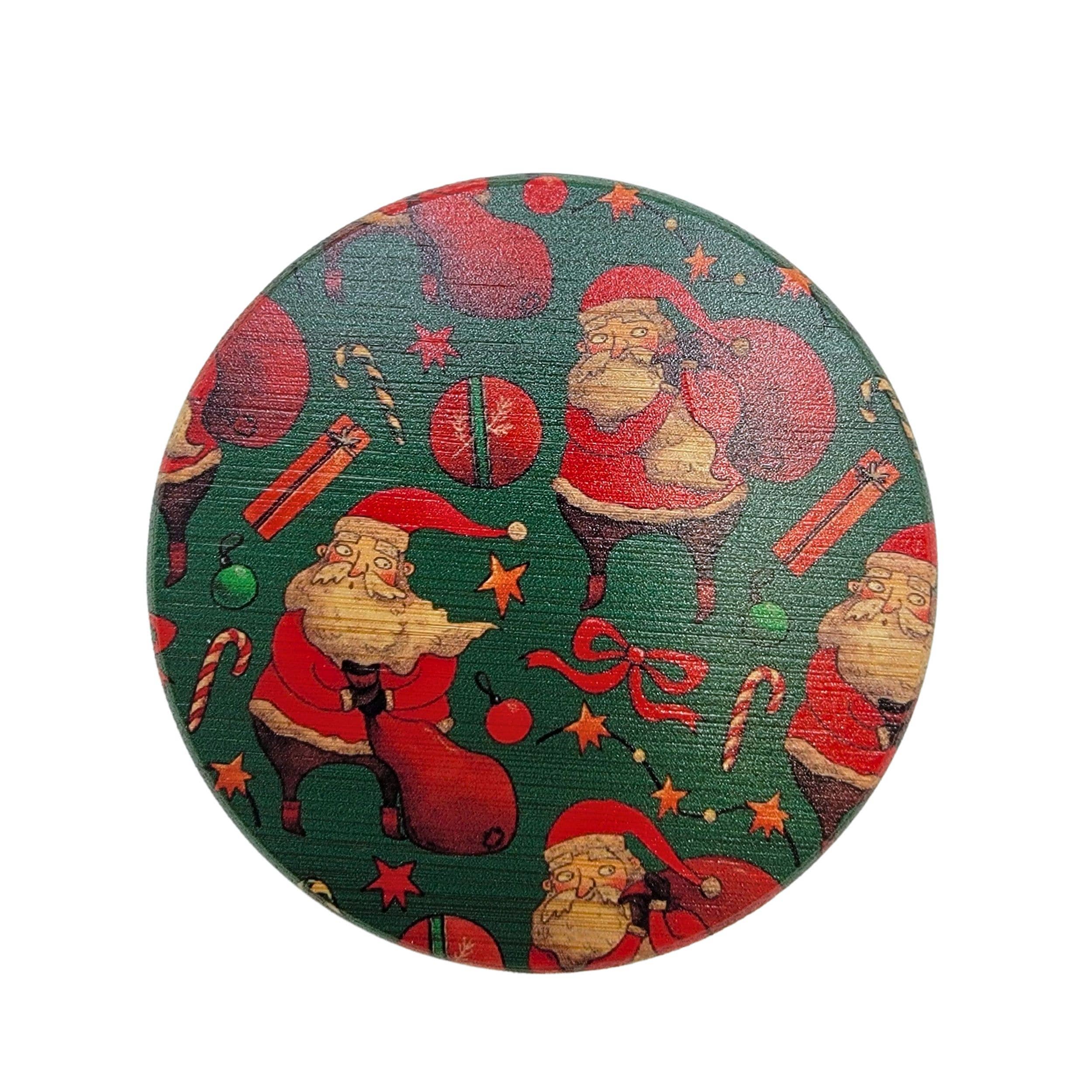 Driftless Studios - Wholesale Jar/Filled Candle - Santa With a bag of toys Lid - Soy Wax - Holiday Candles0