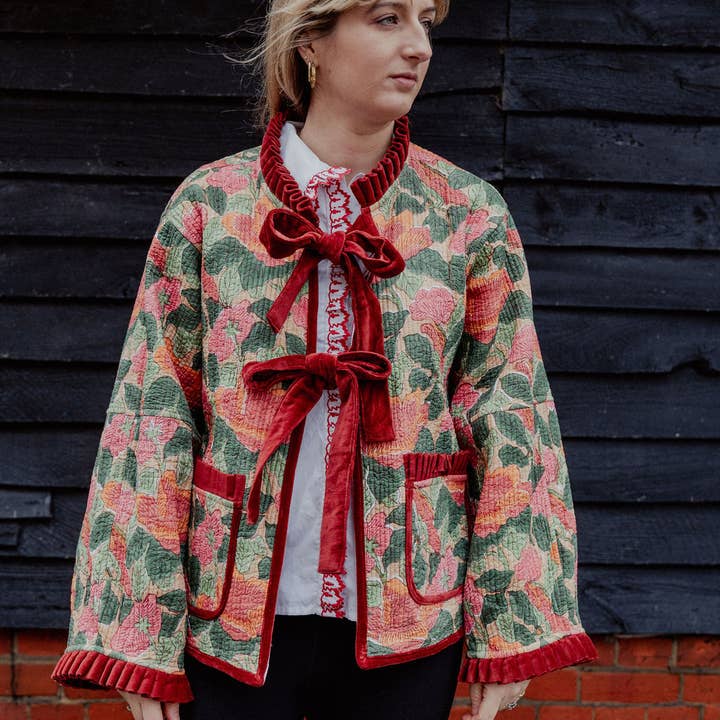 Reversible Jacket - Nasturtium with Red Stripe Reverse for wholesale by Twizzell