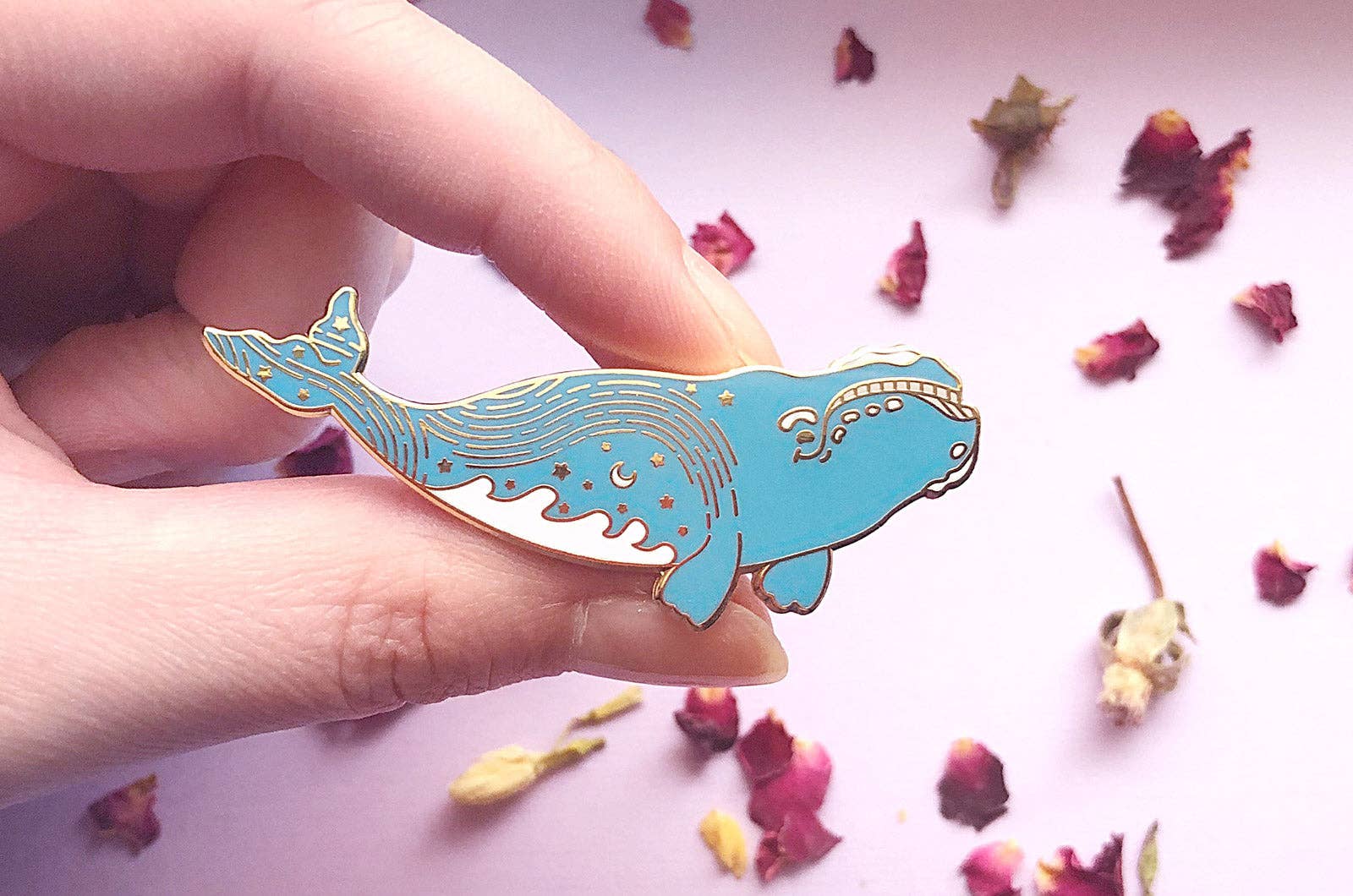 Alum and Ink - Wholesale Lapel Pin/Button - Star Trails Right Whale (Pathways Through the Stars) Pin8