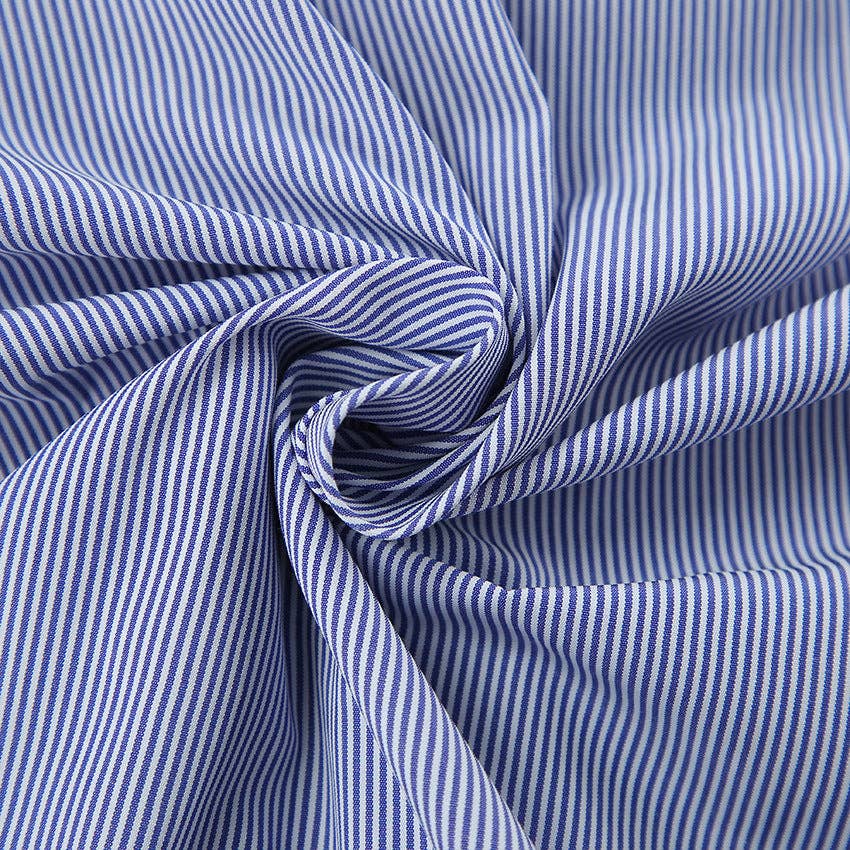 Bleu Chemise courte rayée à manches longues pour femmes SKT270 en vente sur Faire20