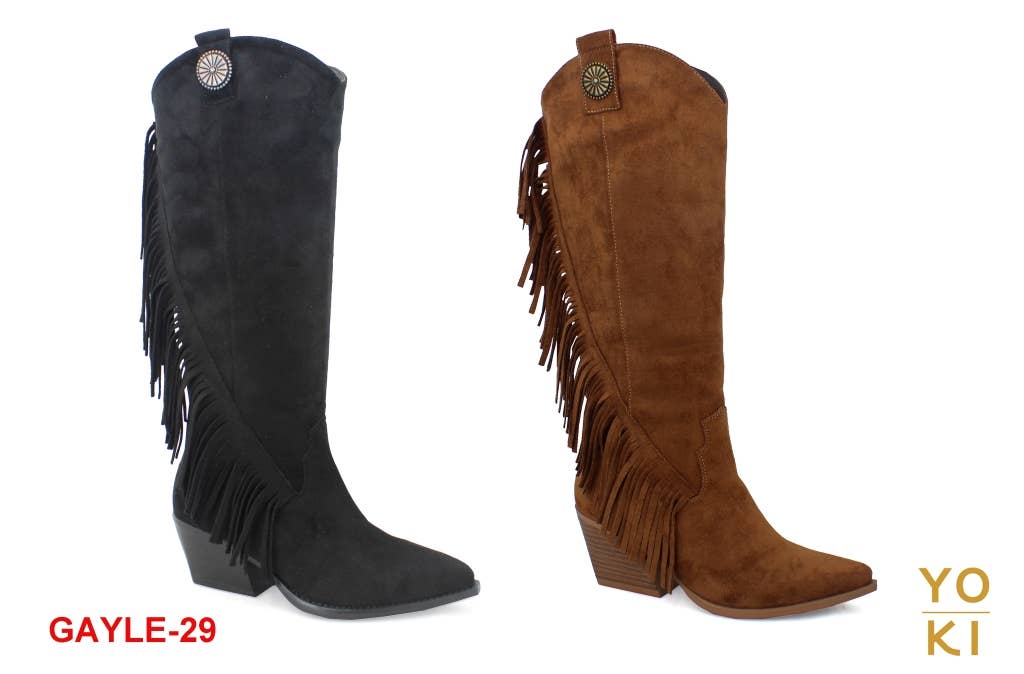 Yoki Fashion - Wholesale Cowboy Boots - Women's - YOKI SALE GAYLE-29 Women's Fringe Western High Boot1