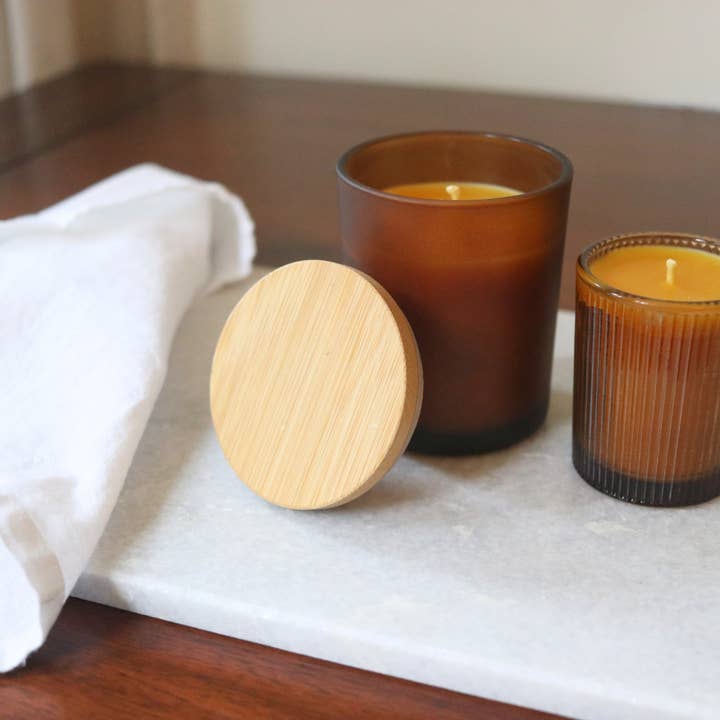 Amber Jar Beeswax Candle for wholesale by Canoe Cove Honey