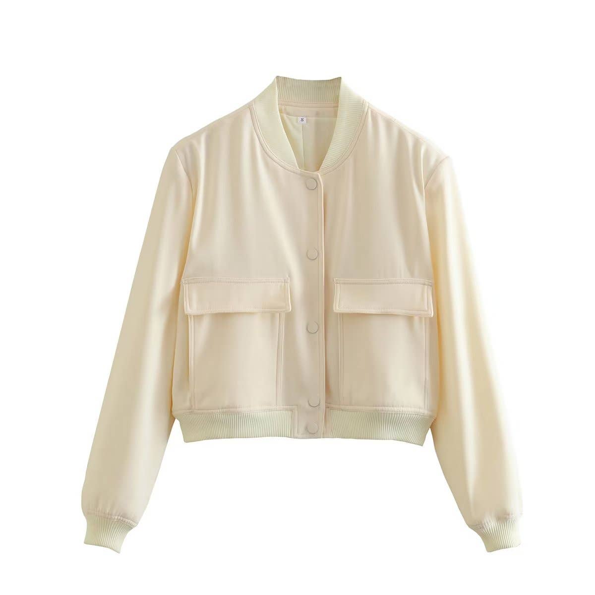 HIDDENBRAND - Wholesale Bomber Jacket - Women's - relaxed button through cropped bomber jacket3