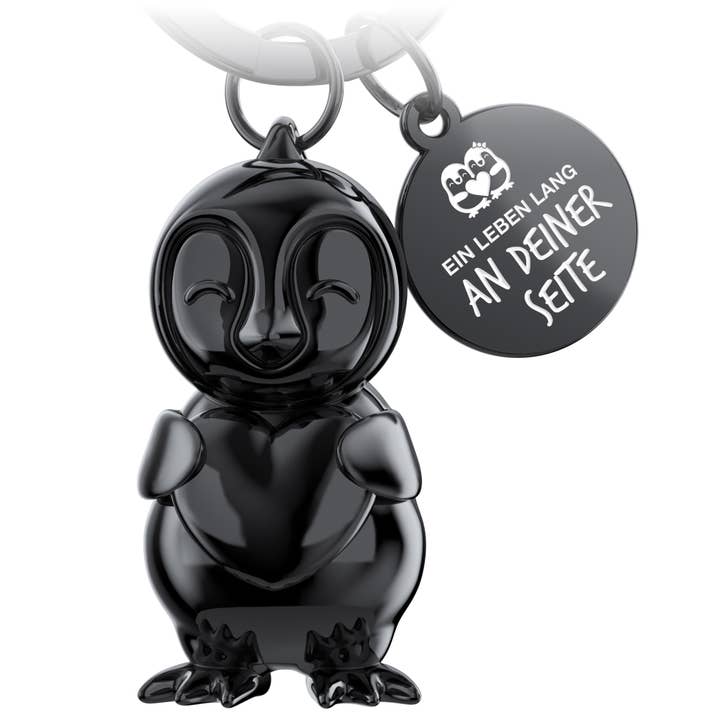 FABACH – Die Schlüsselanhänger-Schmiede – Großhandel Schlüsselanhänger – Unisex – "Ein Leben lang an Deiner Seite" Pinguin Schlüsselanhänger "Frosty" mit Gravur - Süßer Pinguin Glücksbringer als Geschenk für Partner