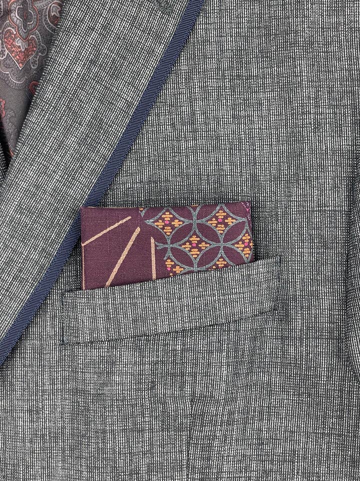 Violet Kikkō Hanabishi Pocket Square for wholesale by Olaf Olsson