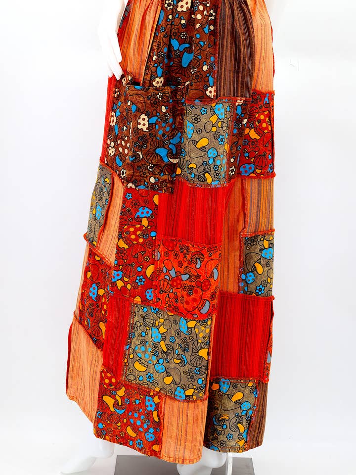 Himalaya Handmade - Wholesale Pants – Women's - Cotton Hippie Handmade Harem Overlock Mushroom Design Patchwork Wide Leg Bohemian Trousers5