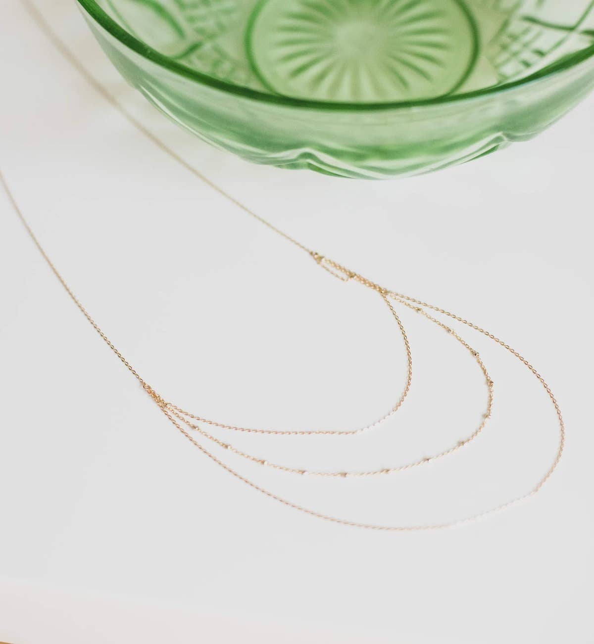 Ofina Jewelry - Wholesale Link & Chain Necklace - Triple Layer 2-Tone Ball Chain Necklace1