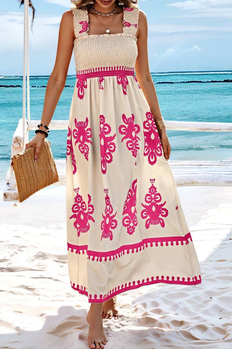 Elings - Wholesale Dress - Women's - Ruched Square Neck Sleeveless High Waist Dress14