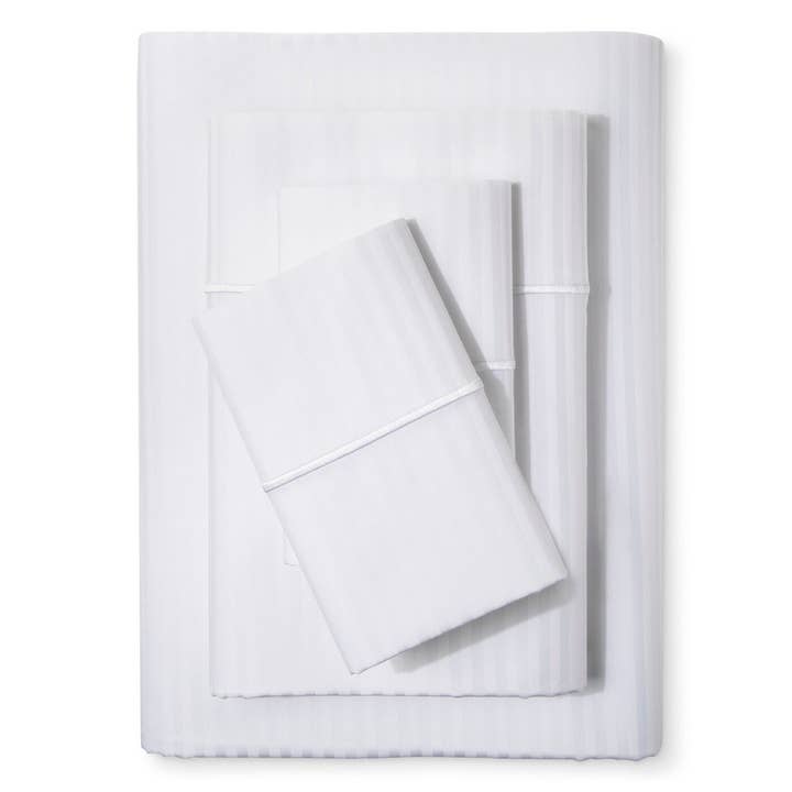 Feather & Stitch New York - Wholesale Sheet Set - 500 Thread Count Damask Stripe Sateen Sheet Set