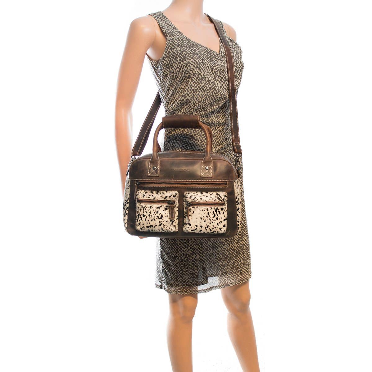 Arrigo - Wholesale Shoulder Bag - Women's - Westernbag Cognac Buffalo Leather with an Animal Print13