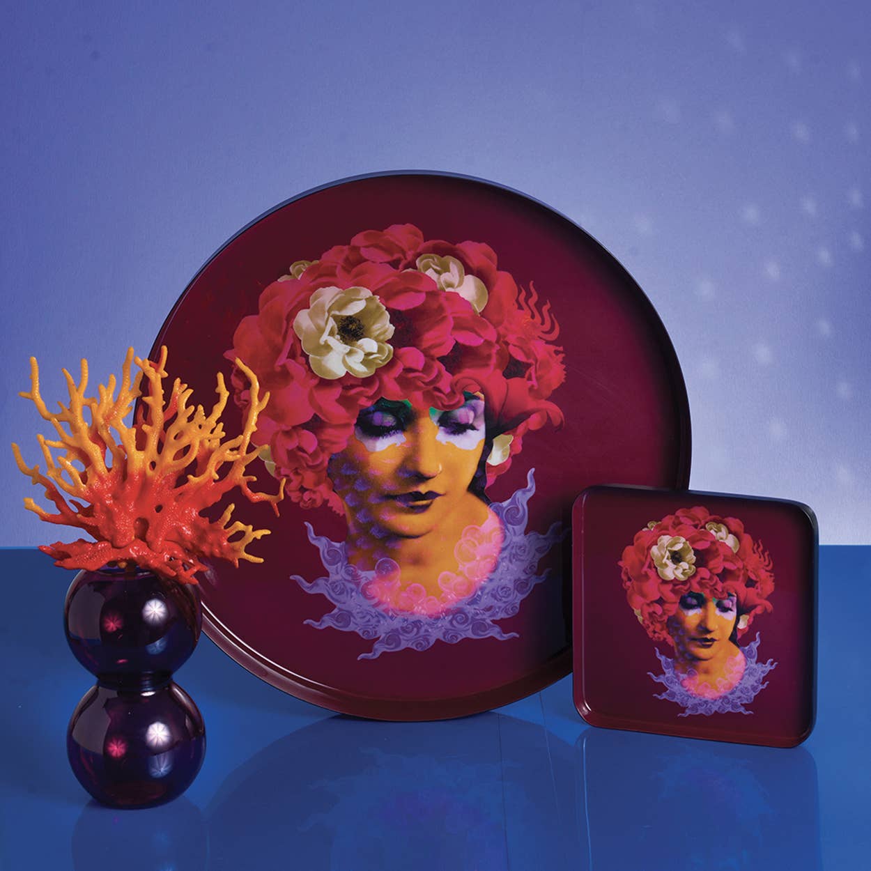 Gangzaï Design - Wholesale Decorative Tray - Plateau rond Anemone2