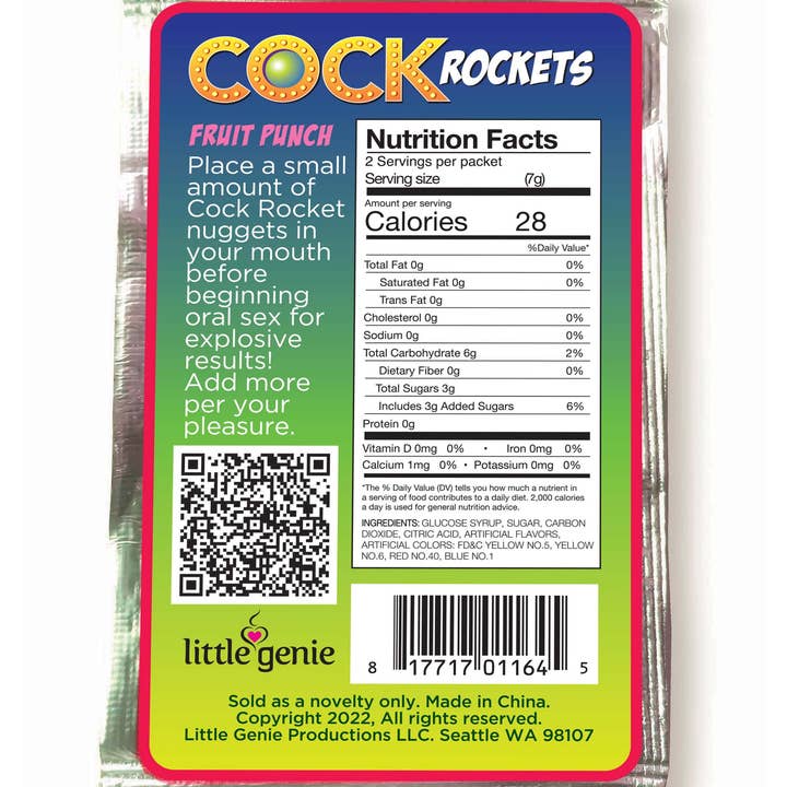 Little Genie Productions - Wholesale Sex Toy - Cock Rockets, Display of 36 Orange, Fruit Punch, Green Apple