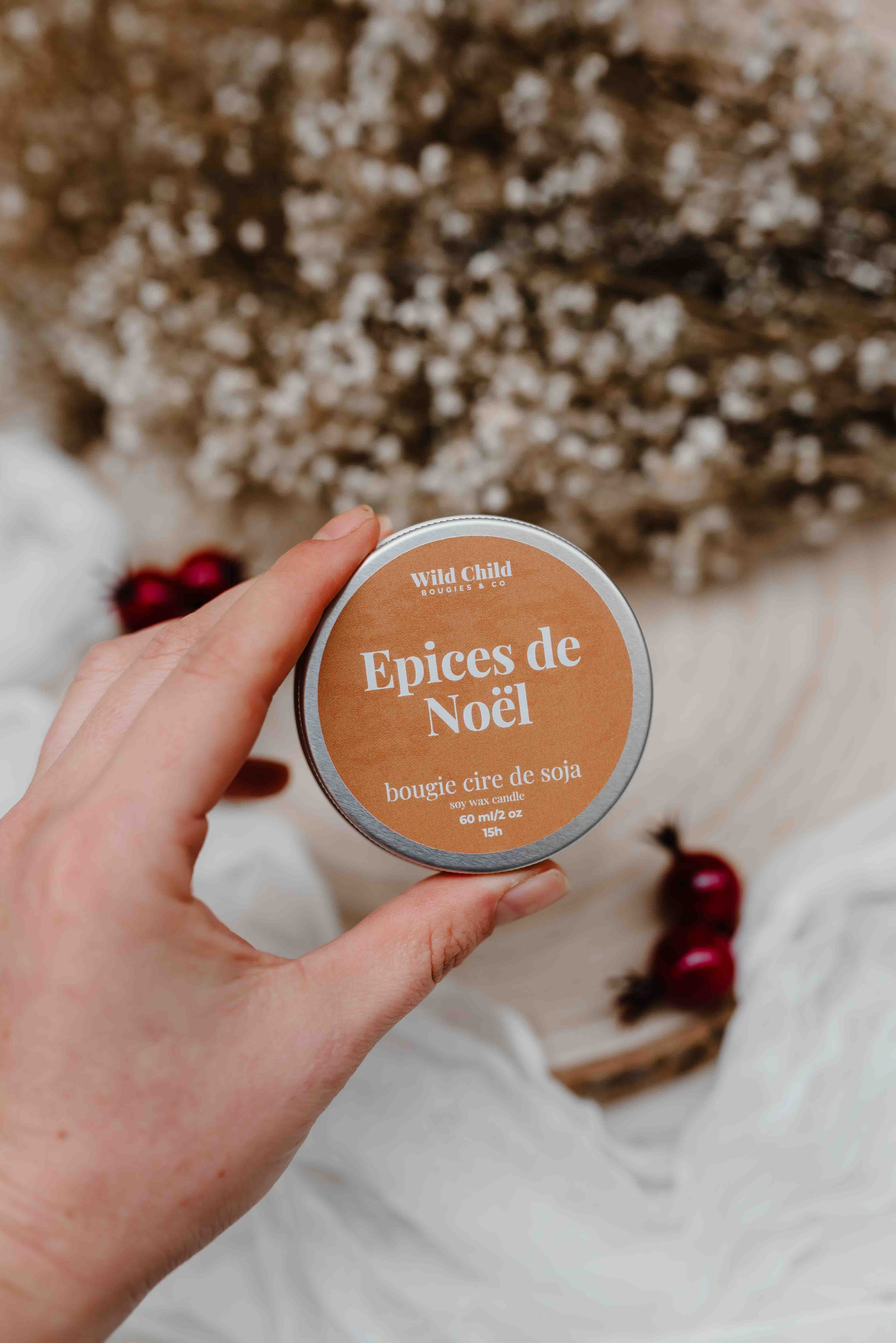 WILD CHILD Bougies & Co - Vendita all'ingrosso Candela in vasetto - Candela natalizia «Christmas spices» - cera vegetale - 15h1