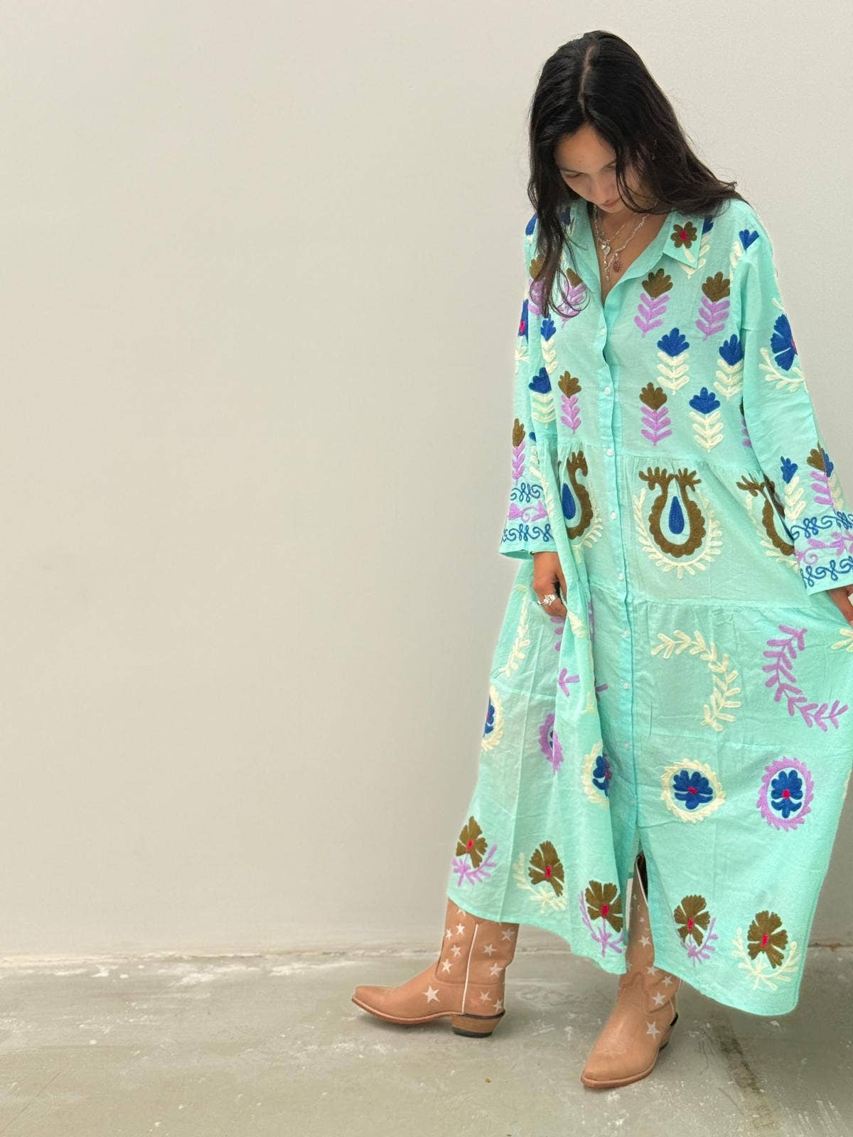 ToutVintage - Wholesale Dress - Women's - Borduurjurk lichtgroen8