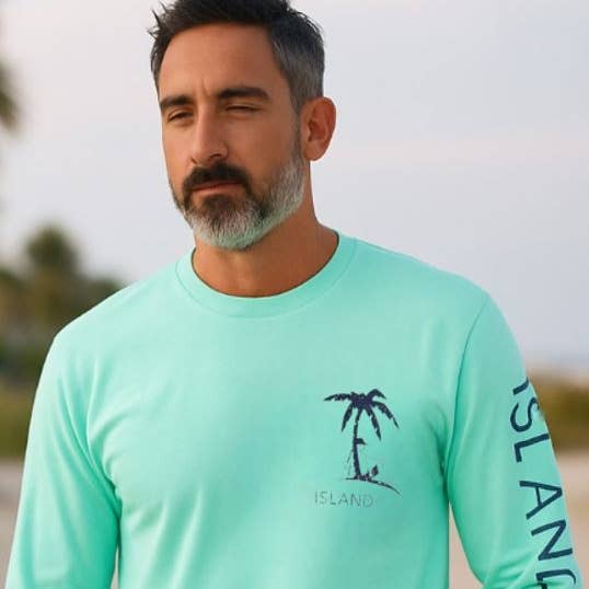 Signature Island Bum T-shirt met lange mouwen - Seafoam Green voor wholesale door Island Bum