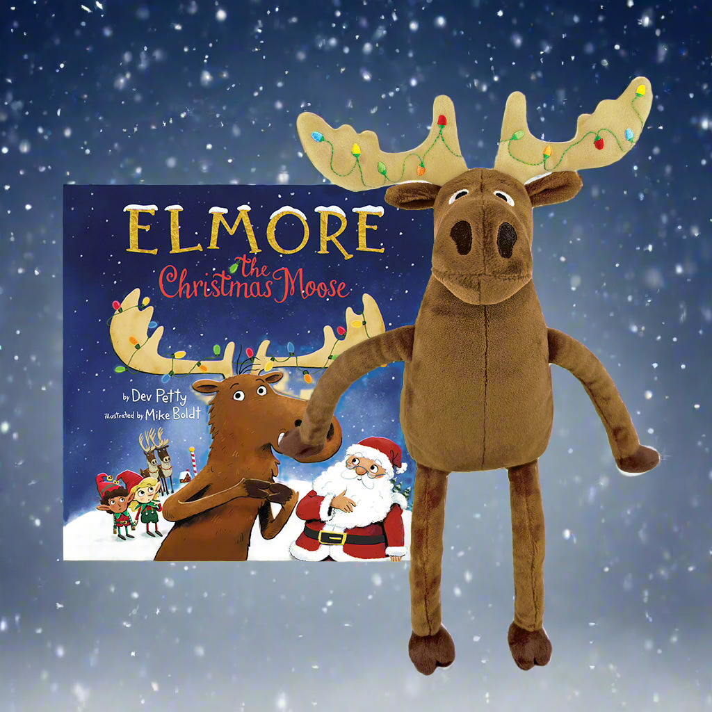 MerryMakers - Wholesale Stuffed/Plush Toy - Kids & Baby - Elmore the Christmas Moose 14" Plush & Hardcover Book Set1
