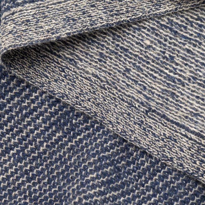 Bloomist - Wholesale Throw blanket - Cobalt and Platinum Yak Down Beehive Knit Throw5