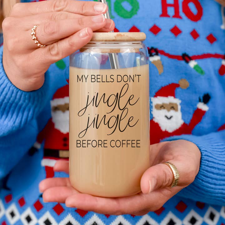 Julglas med lock och sugrör Rolig för wholesale av Gia Roma