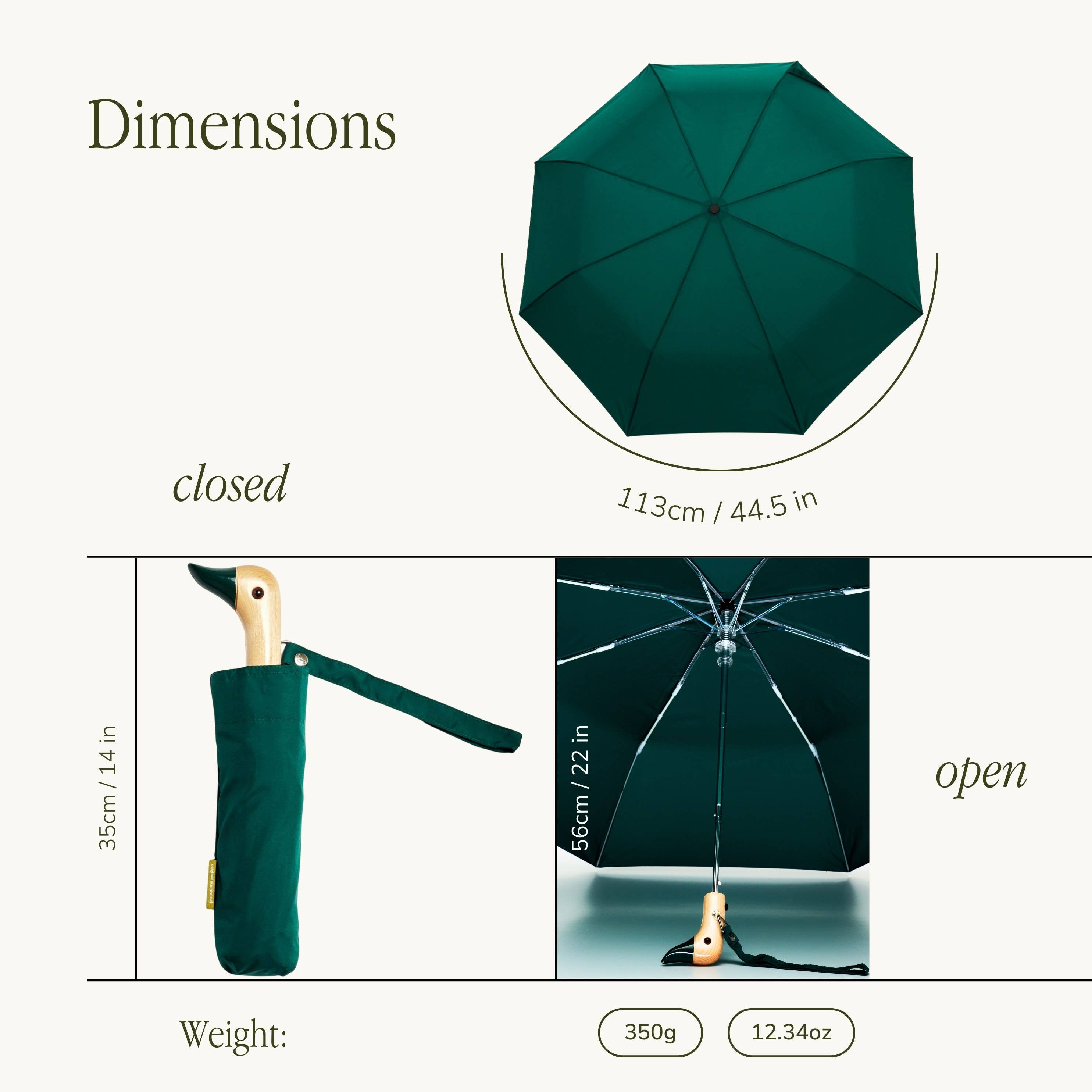 Original Duckhead UK – wholesale Umbrella – Unisex – Forest Green Compact Eco-Friendly Duckhead Umbrella7