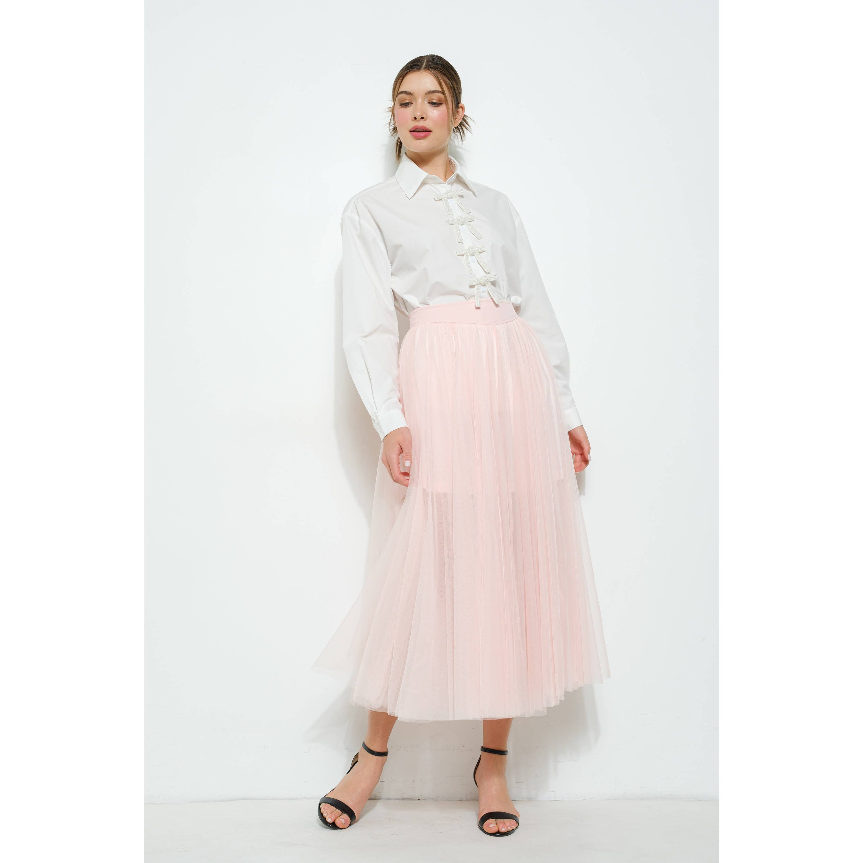 INA - Vendita all'ingrosso Gonna - Donna - Gonna a strati in tulle a vita alta a trapezio trasparente2