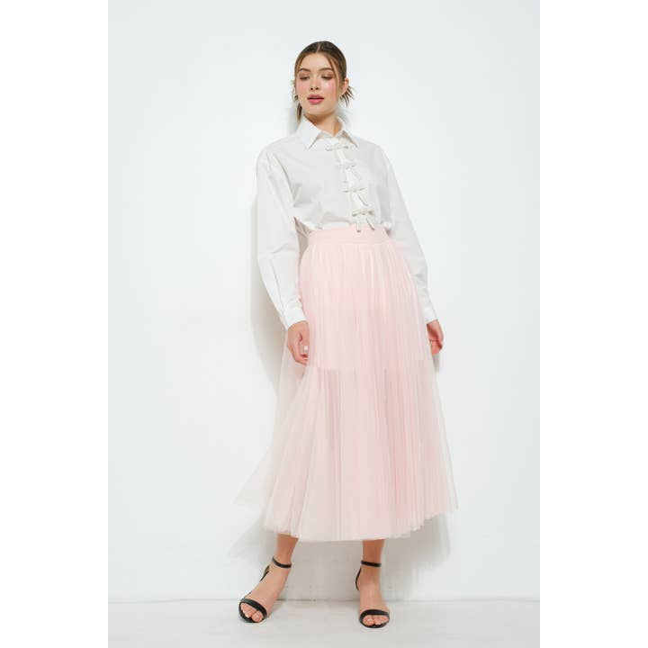INA - Wholesale Skirt - Women's - High Waist Sheer Layered A-Line Tulle Skirt9