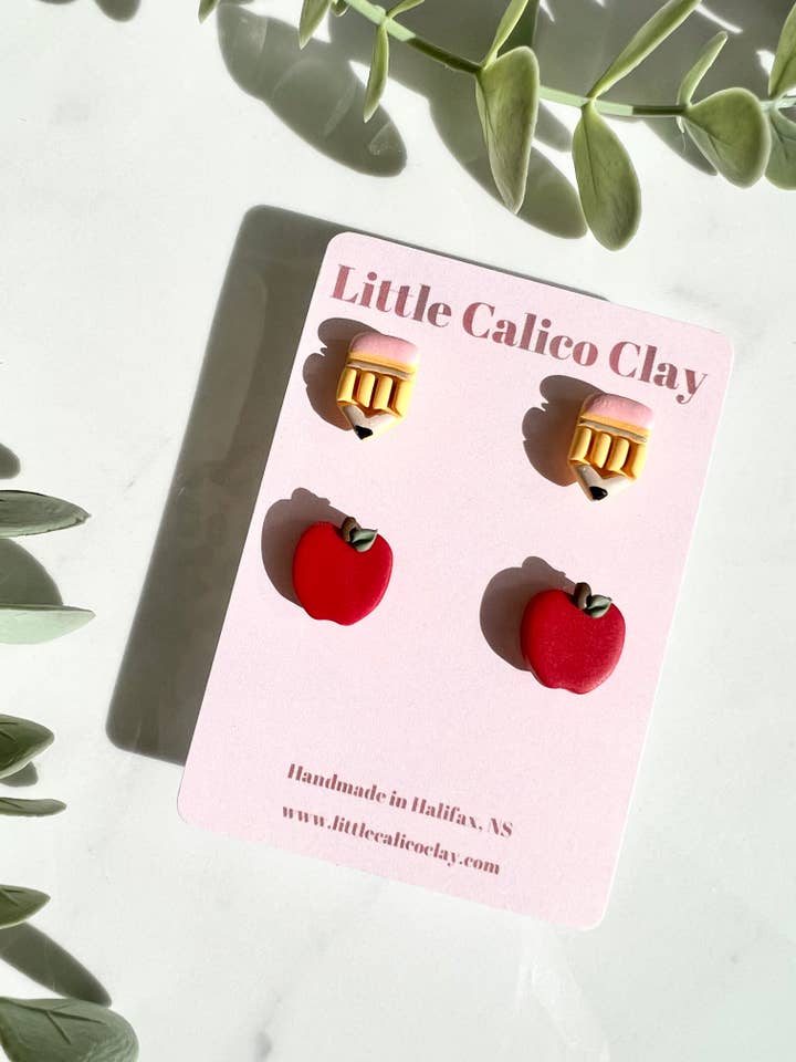 Lehrer-Stud-Pack | Ohrringe aus Polymer-Ton für den Großhandel von Little Calico Clay