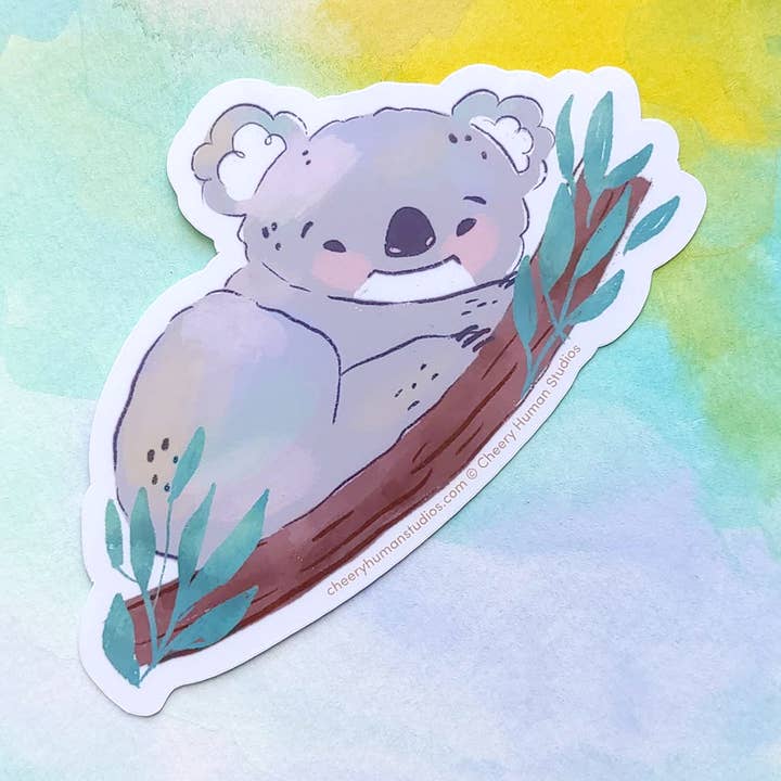 Koala (Cozy) - Handmade Vinyl Sticker for wholesale by Cheery Human Studios