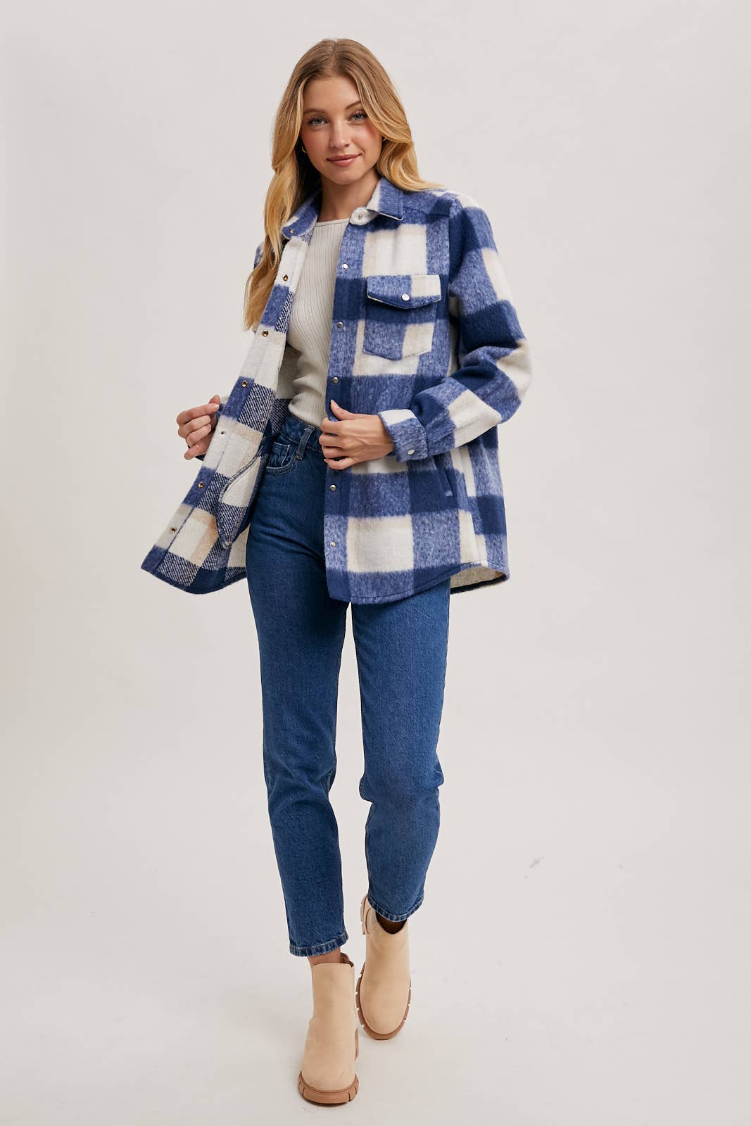 Bluivy – Engroshandel Skjortejakke/shacket – til kvinder – PLAID BØRSTET FLANNEL SHACKET24