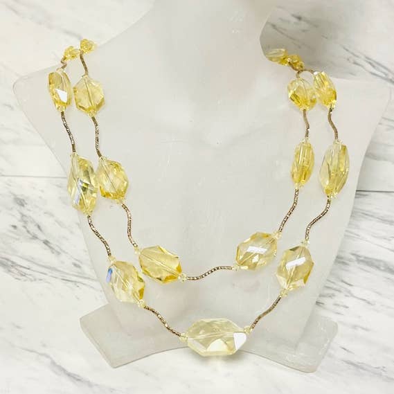 Two Strand Crystal Necklace with Gold Bar Accents for wholesale by Anita K By Blushing Pink