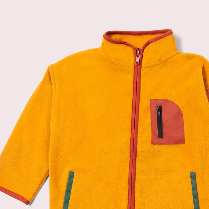 Gold Zip Up Recycled Polar Fleece Jacket for wholesale on Faire4
