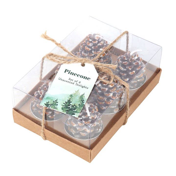 Something Different Wholesale - Wholesale Tea Light Candles - Set of 6 Pinecone Tealight Candles1