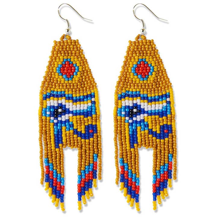 Eye of Ra - Native Beaded Earrings Inspired by Ancient Egypt for wholesale by Mother Sierra