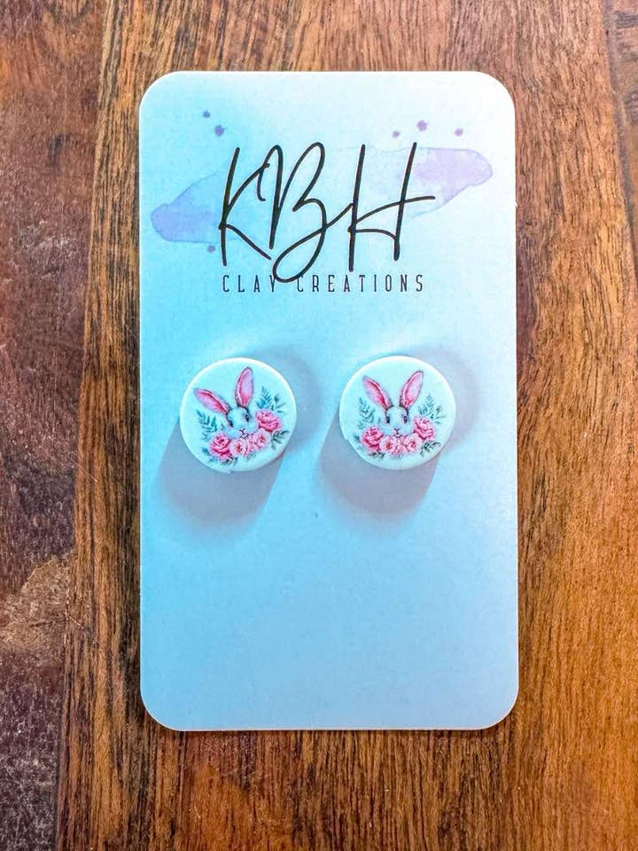 Easter Circle Stud Handmade Unique Clay Earrings for wholesale by KBH CREATIONS
